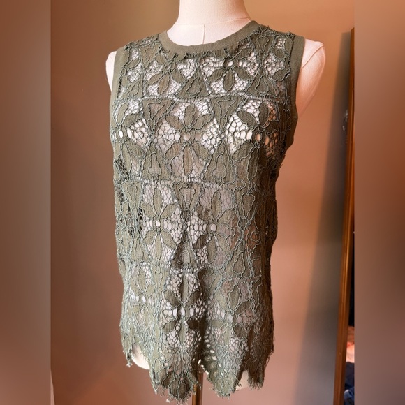 Anthropologie Deletta Scalloped Lacy Tank Shell - Picture 1 of 3